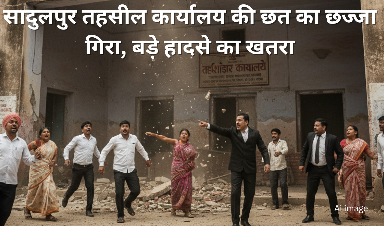 सादुलपुर तहसील कार्यालय की छत का छज्जा गिरा, बड़े हादसे का खतरा