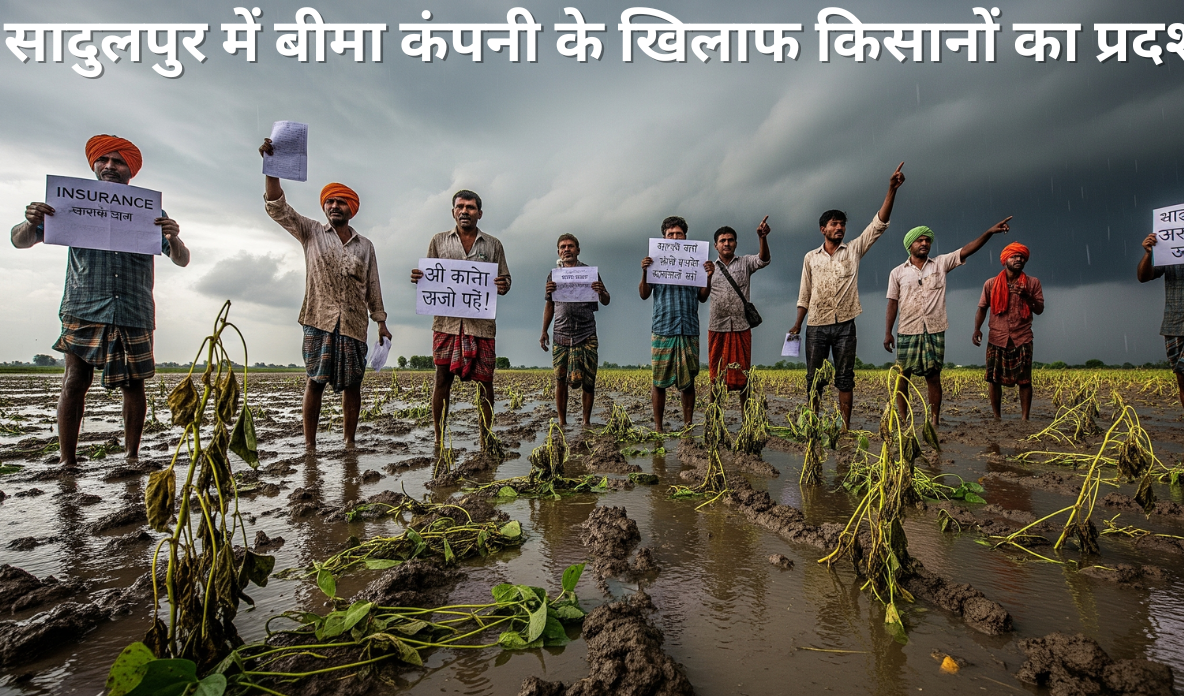 सादुलपुर में बीमा कंपनी के खिलाफ किसानों का प्रदर्शन, फसल नुकसान का सही आकलन न होने से नाराजगी