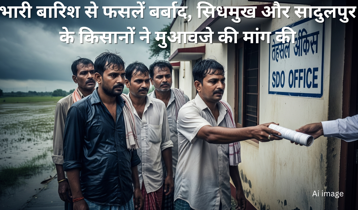 भारी बारिश से फसलें बर्बाद, सिधमुख और सादुलपुर के किसानों ने मुआवजे की मांग की