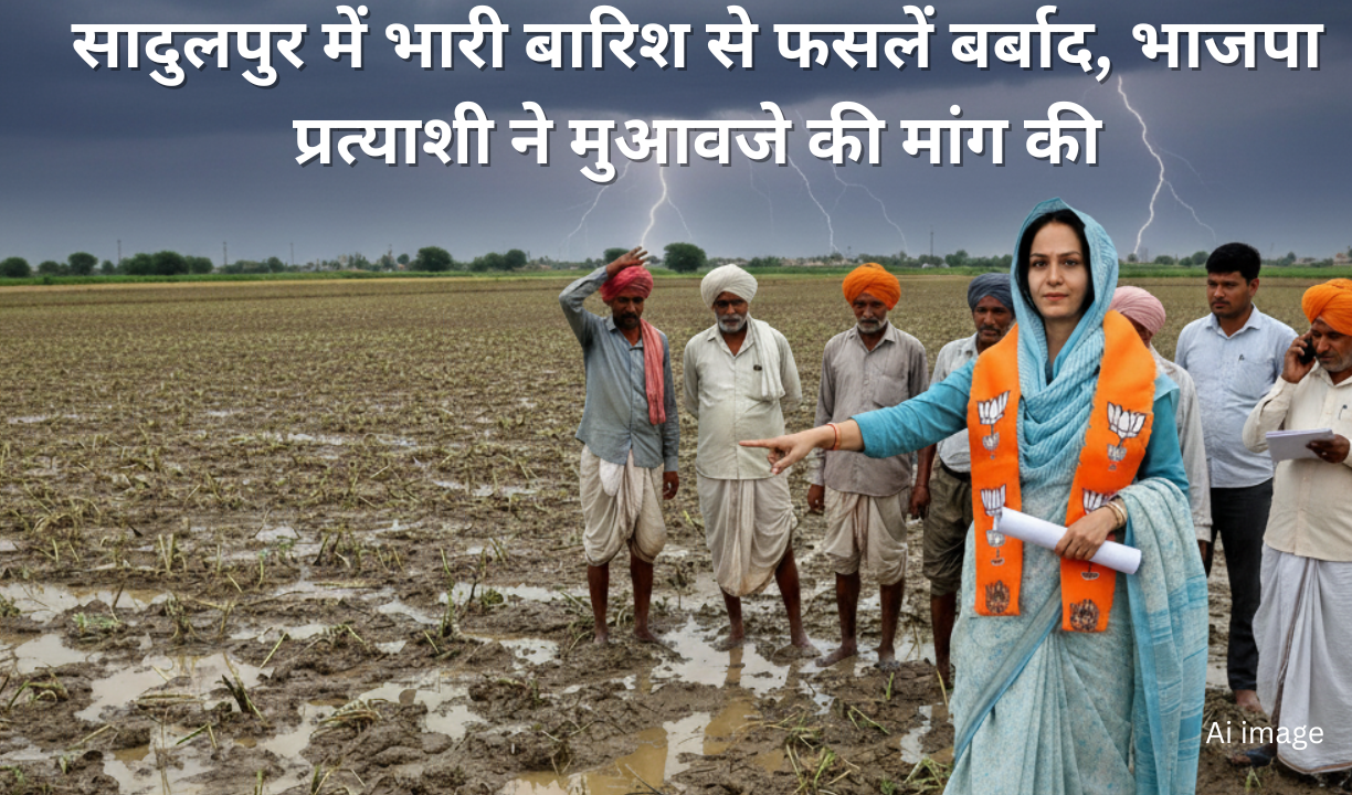 सादुलपुर में भारी बारिश से फसलें बर्बाद, भाजपा प्रत्याशी ने मुआवजे की मांग की
